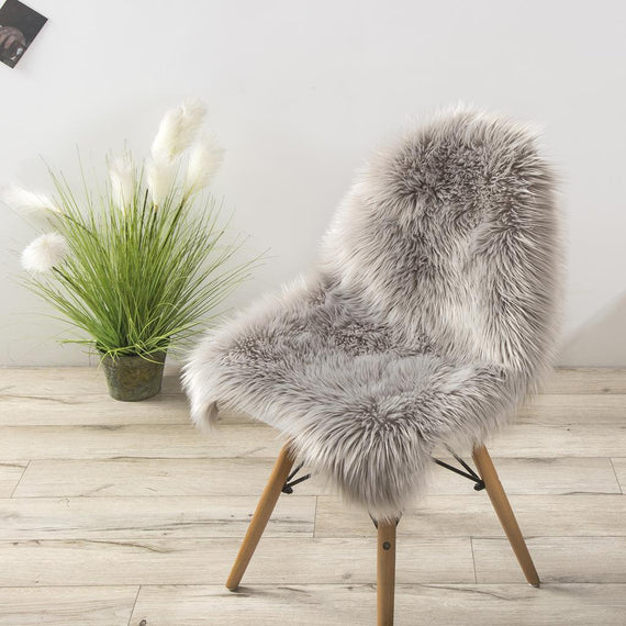 Lammfell Kunstfell Teppich Vorleger | Grau - Schaffell
